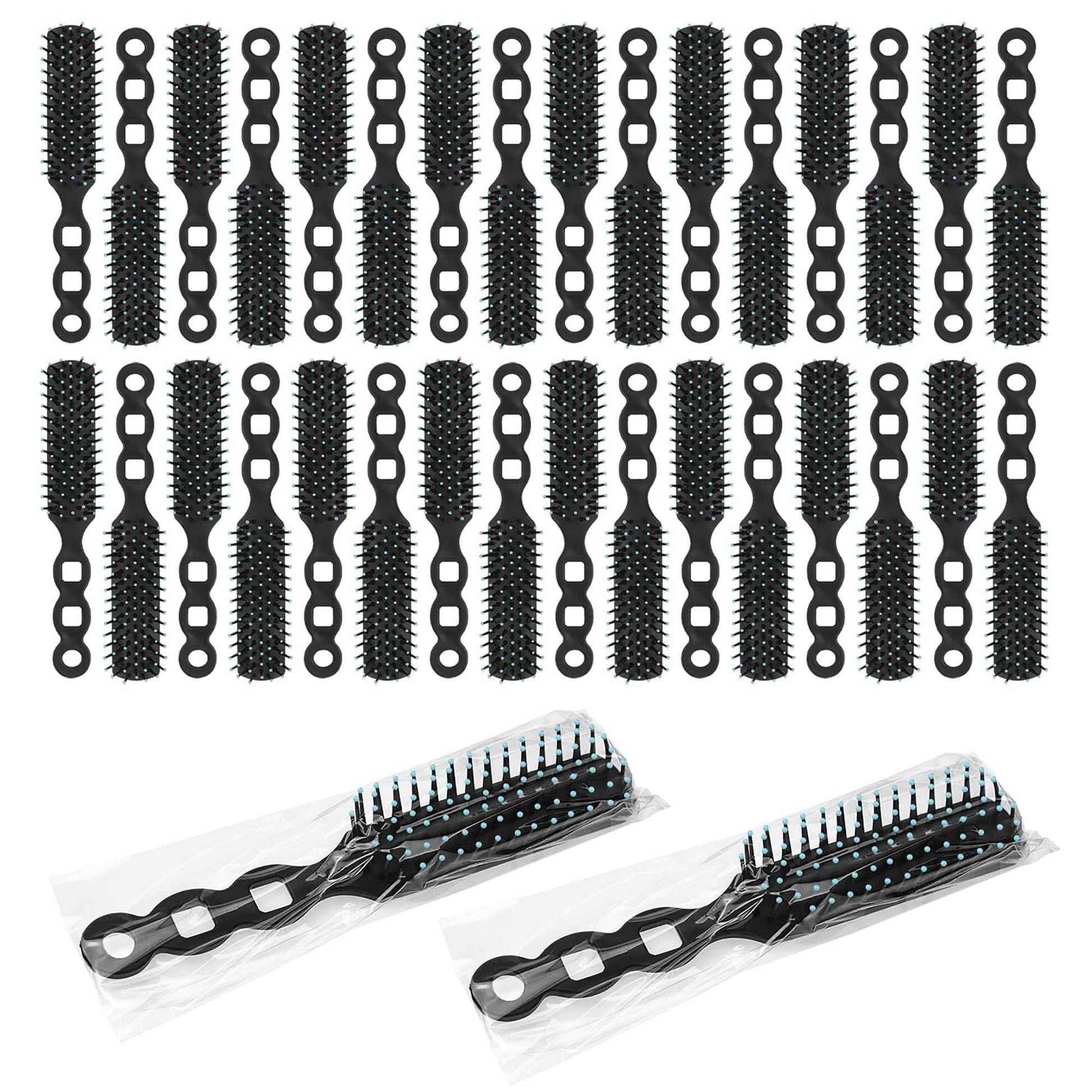 Bulk Hair Brushes for Homeless Individually Wrapped, Hair Brush Bulk, 100pcs Hair Brush for Curly Hair Suitable for Homeless,Shelter,Air Bnb/Hotel, Black