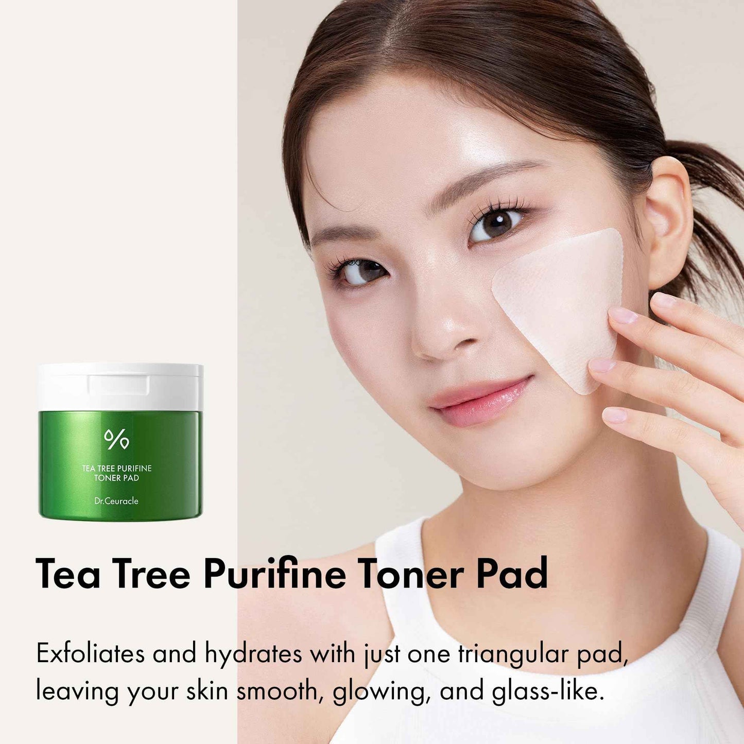 Dr.Ceuracle Tea Tree Purifine Toner Pad - Korean Skincare Mild Exfoliating and Pore Care, Double-Textured Face Pads with PHA, Zinc PCA, Niacinamide (60 Pads)