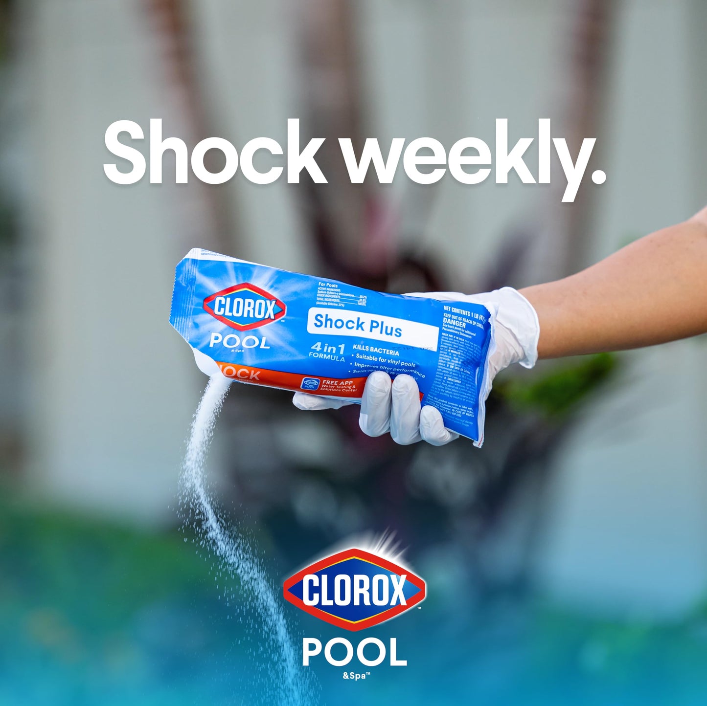 Clorox® Pool&Spa™ Shock Plus, for Crystal Clear Swimming Pool Water, Swim-ready in 15 minutes, Suitable for vinyl pools (6-Pack)