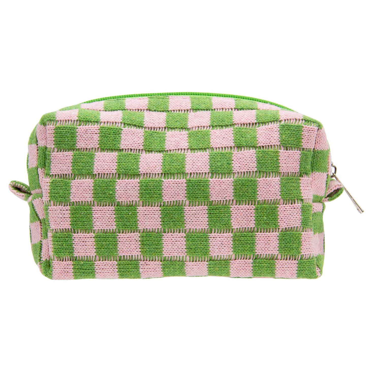 PAZIMIIK Checkered Makeup Bag for Purse Portable Zipper Make Up Pouch Small Cosmetic Case for Travel Accessories Pink Green