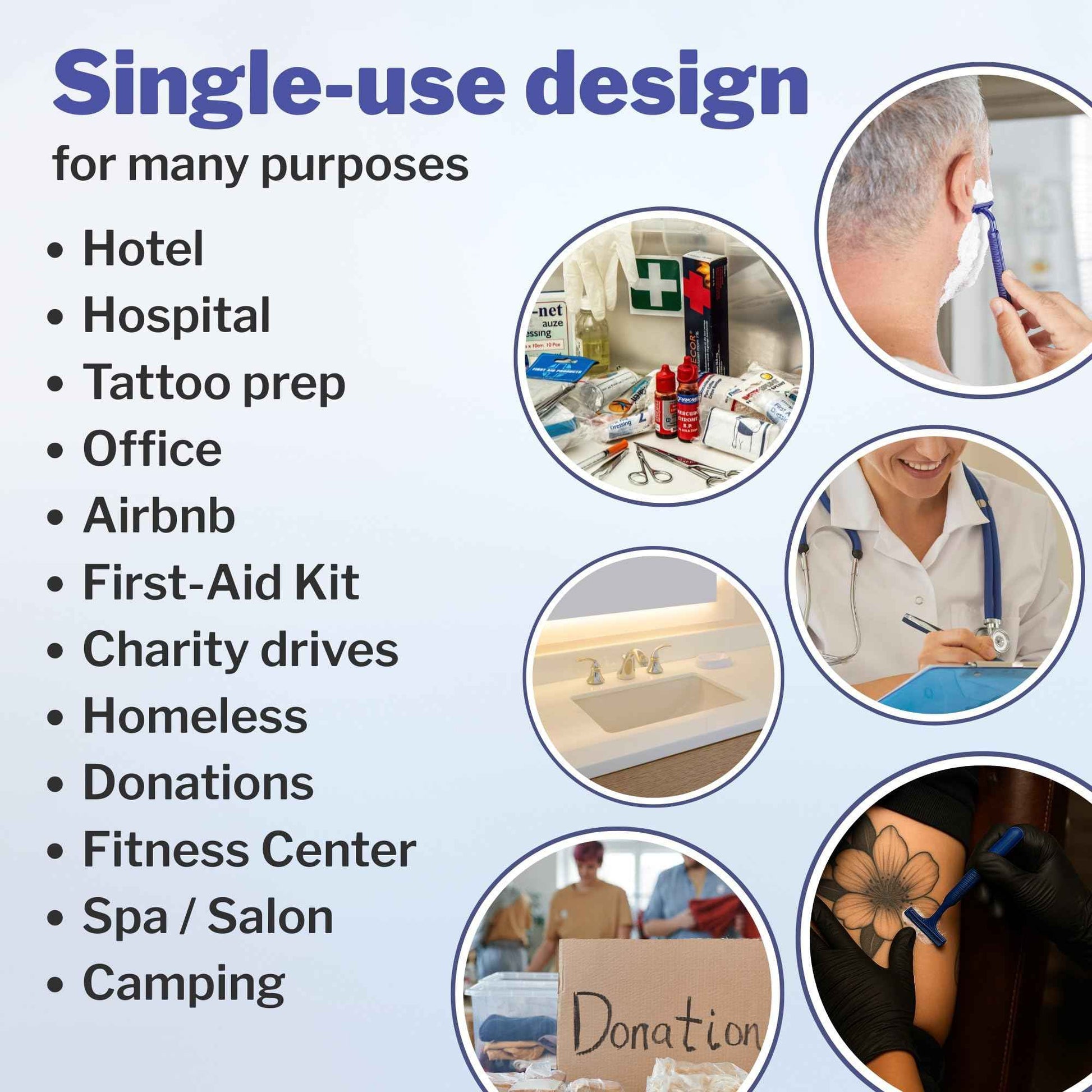 McKesson Disposable Razors [100 Count] – Twin Blade Bulk Shaving Razors for Men & Women, Stainless Steel, Blue, Single-Use for Medical Clinics, Tattoo, Travel, Camping & Salon Care