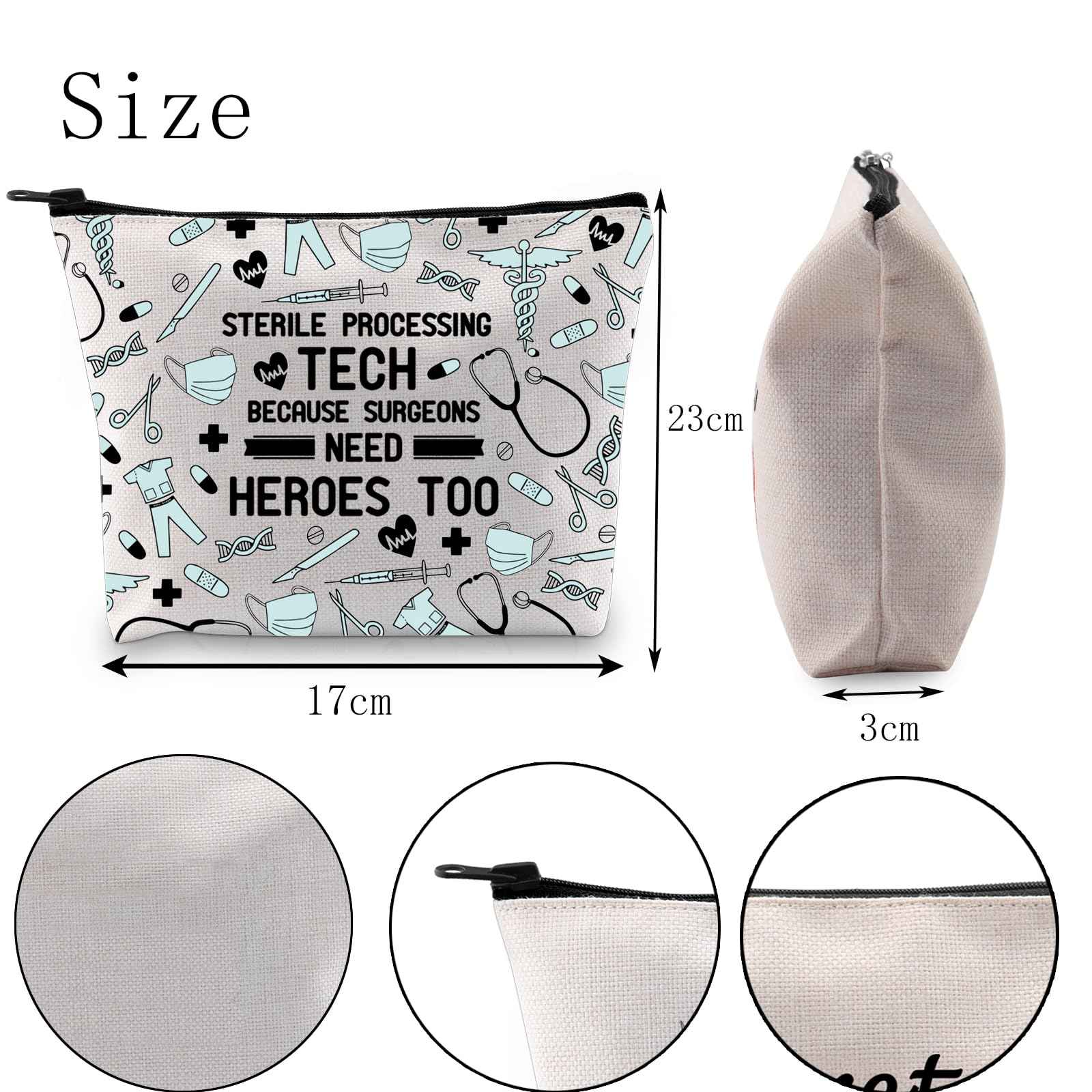 POFULL Sterile Processing Tech Gift Sterile Processing Tech Because Surgeons Need Heroes Too Cosmetic Bag Surgical Tech Gift (Sterile Processing Tech Cosmetic Bag)