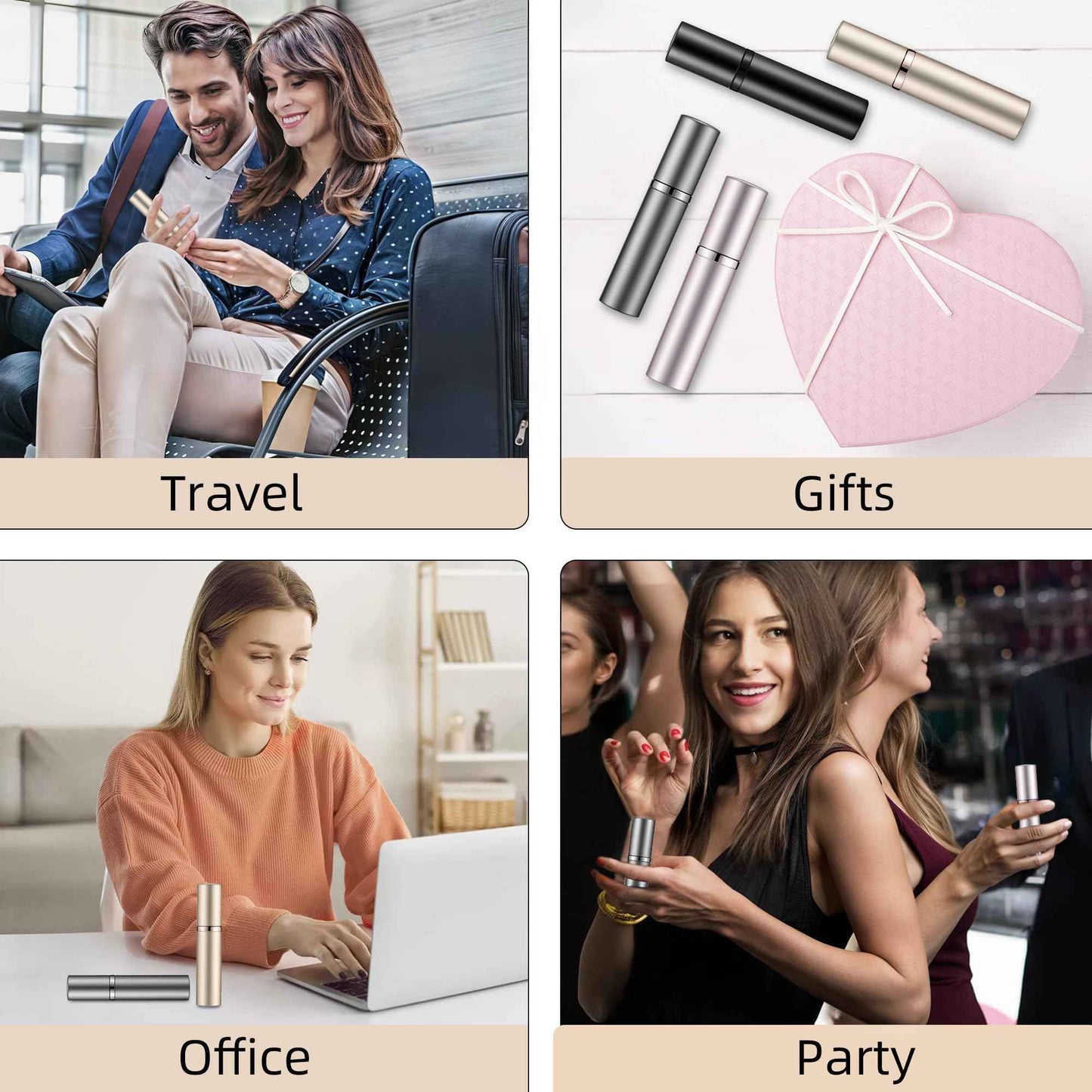 muilsae Perfume Refillable Bottle 5ml Bottom Refill Portable Purse Atomizer, Cologne Travel Perfume Spray Bottle for Outgoing and Traveling (Black + Pink 10ml)