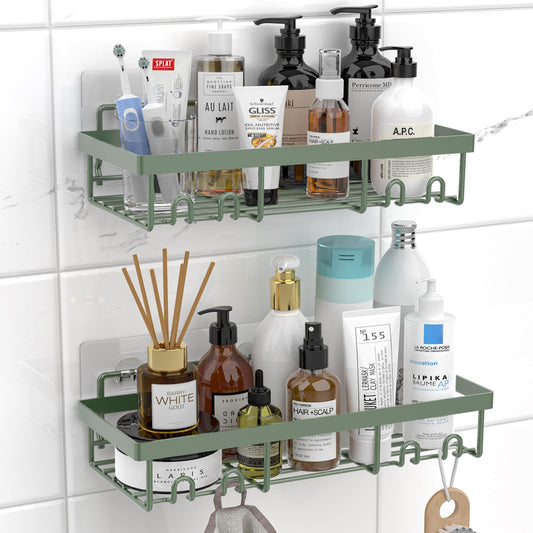 Moforoco Shower Caddy Shelf Organizer Rack, Self Adhesive Black Bathroom Shelves Basket, Home Farmhouse Wall Inside Organization and Storage Decor Rv Accessories, First Camper Apartment Essentials