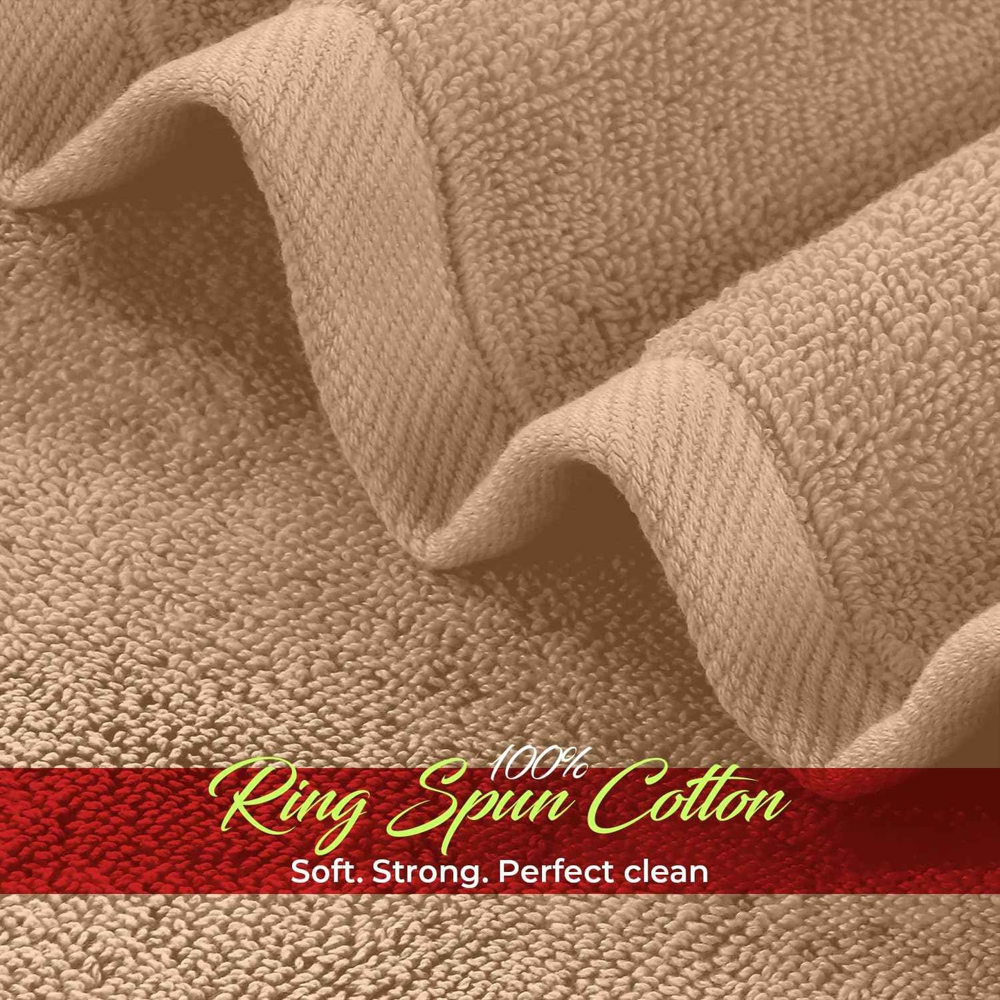 RIVERSIDE 12 Pack Washcloths - 12x12 Inches, 400 GSM, 100% Ring-Spun Cotton - Soft, Absorbent & Durable Face and Body Towels - for Bathroom, Spa, Gym, Makeup Removal & Everyday Use - Tan