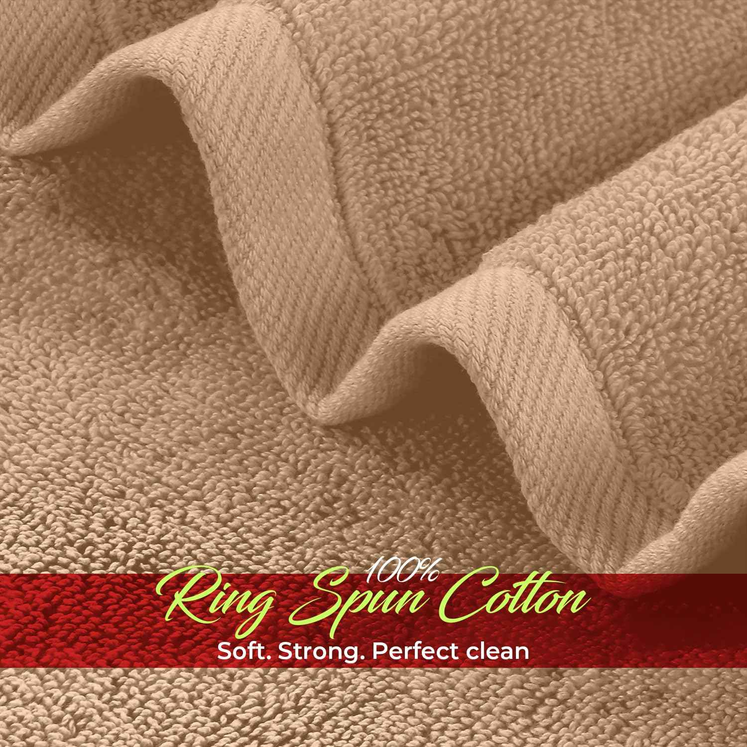 RIVERSIDE 12 Pack Washcloths - 12x12 Inches, 400 GSM, 100% Ring-Spun Cotton - Soft, Absorbent & Durable Face and Body Towels - for Bathroom, Spa, Gym, Makeup Removal & Everyday Use - Tan