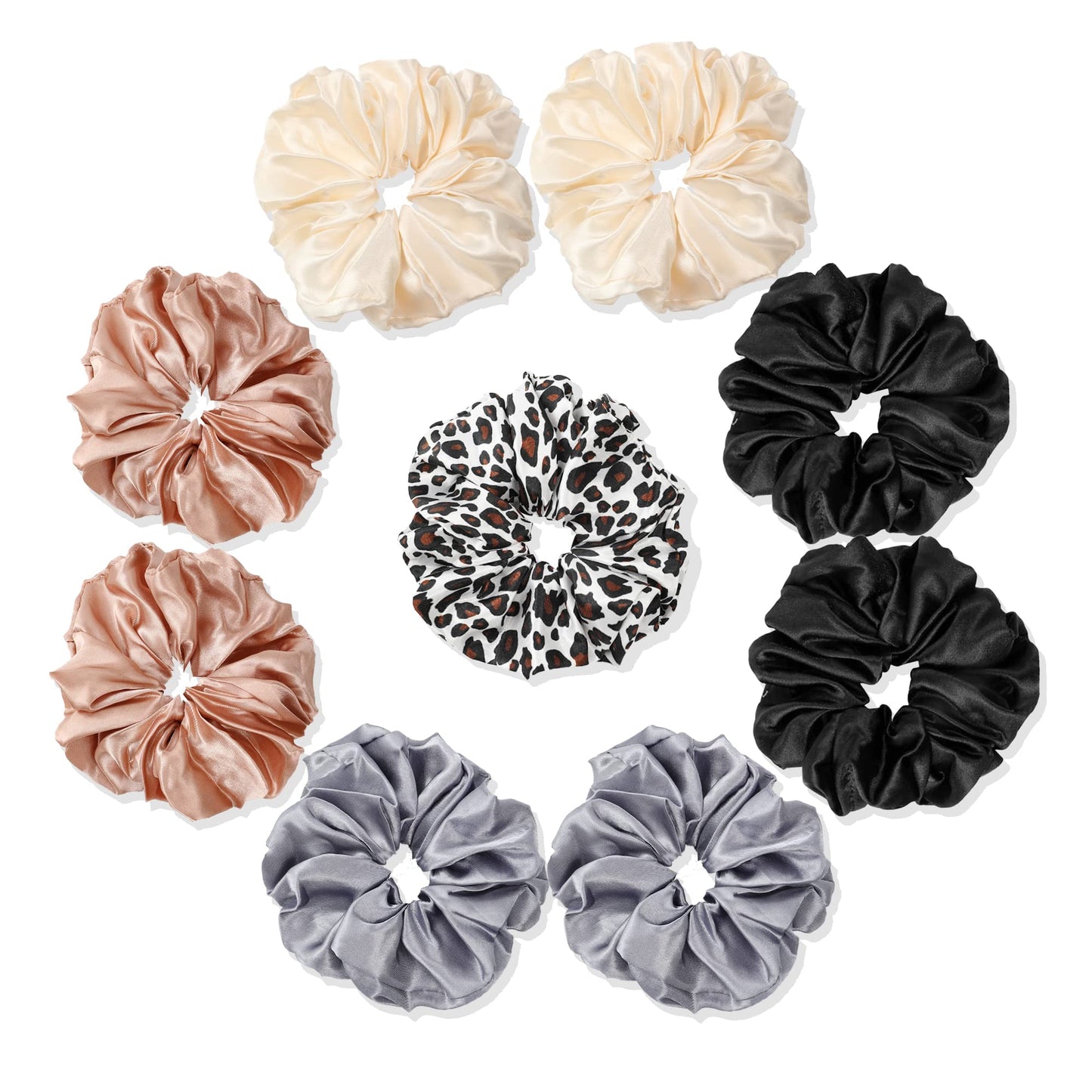 Scrunchies Hair Ties Elastics Bands Ponytail Holder Pack of Neutral Scrubchy Hair Accessories Women Girls (Big, 4 Color Mixed 2)