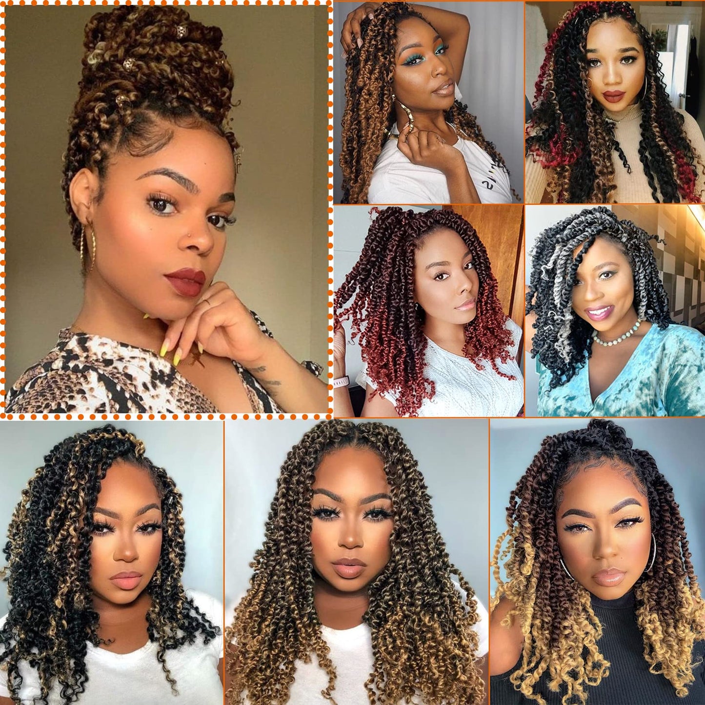 Passion Twist Hair 14 Inch Pre-twisted Passion Twist Crochet Hair for Women Pre-looped Water Wave Crochet Braids Bohemian Curly Crochet Hair Synthetic Hair Extensions 8 packs 1B/Gray