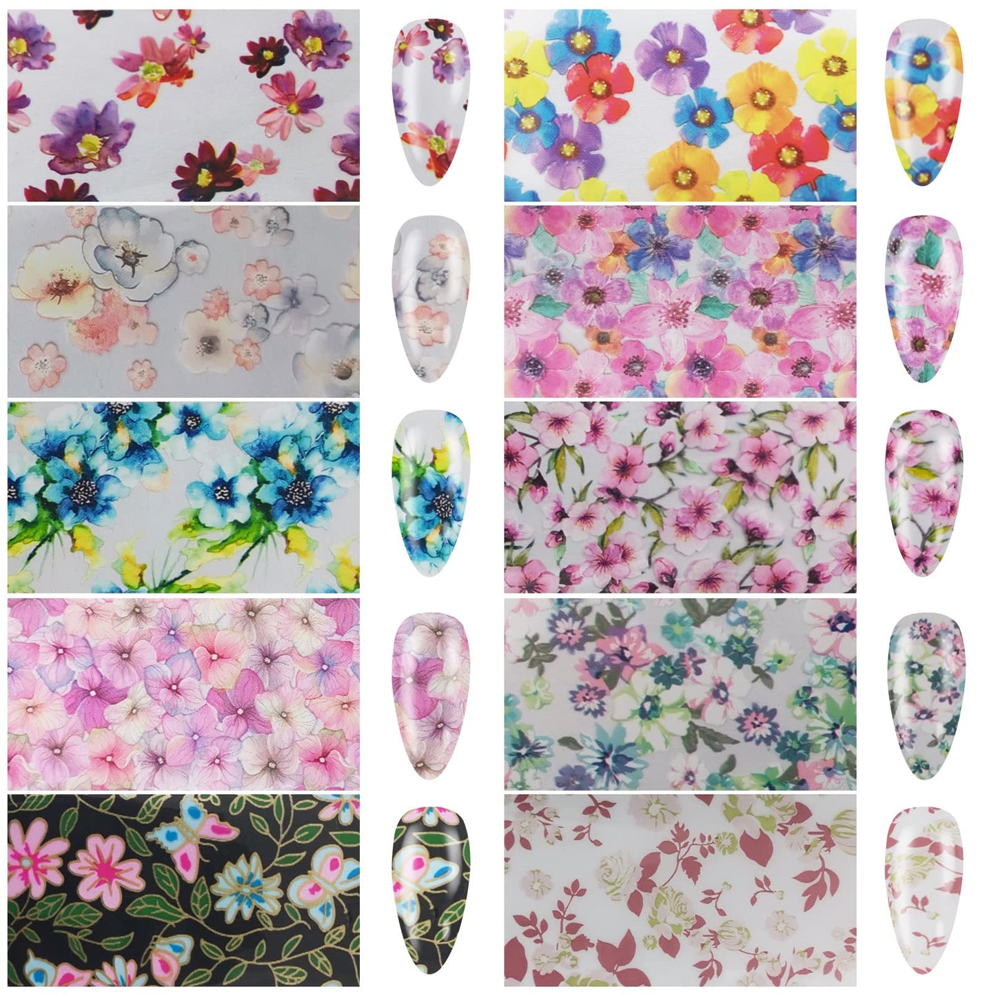 LoveOurHome 30 Sheet Nail Art Foils Flower Marble Holographic Trsnfer Nail Foil Sticker Decals Manicure Decoration Acrylic Tips Supplies for Crafts Nails Design