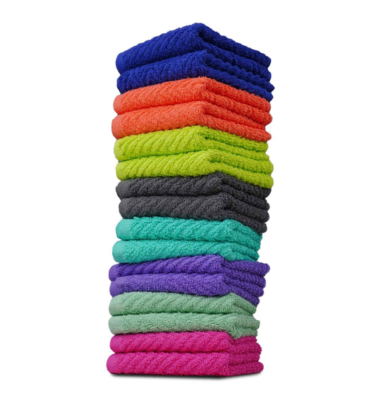 ZUPERIA Zigzag Multicolor Wash Cloths -16 Pack -12" x 12"- Highly Absorbent Soft Washcloths for Face, Gym Towels, Hotel Spa Quality, Reusable & Multipurpose Wash Cloth Towels