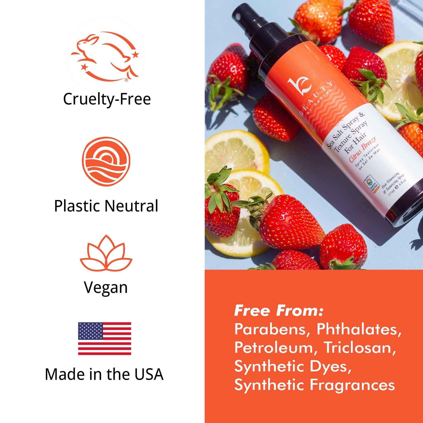 Beauty by Earth Sea Salt Spray for Hair Made From Natural & Organic Ingredients and Boar Brush with Pins, Texturing Spray for Men & Women