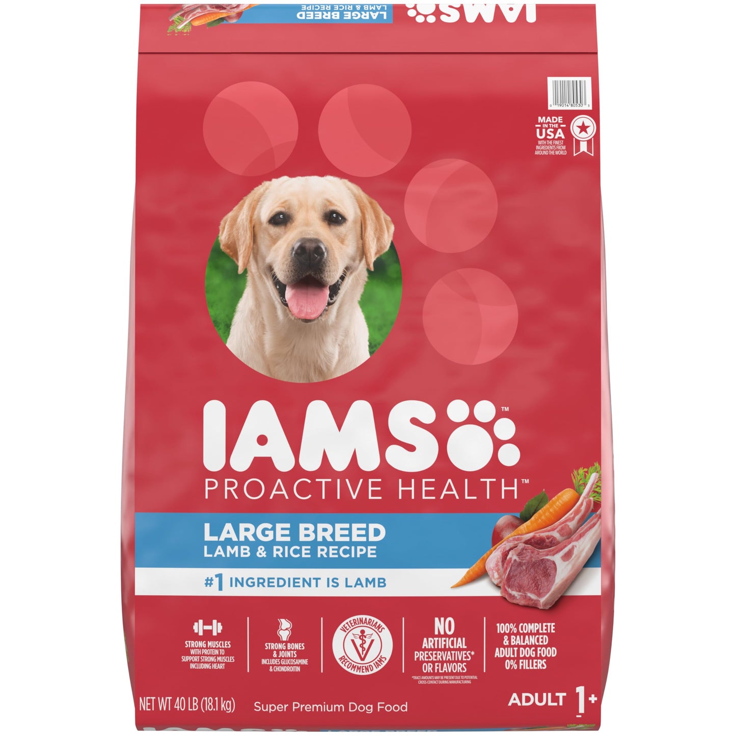 Iams Proactive Health Large Breed Adult Dry Dog Food Lamb & Rice Recipe, 40 lb. Bag