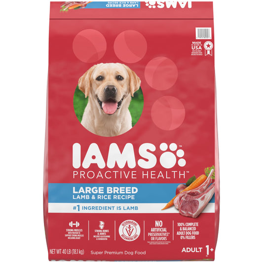 Iams Proactive Health Large Breed Adult Dry Dog Food Lamb & Rice Recipe, 40 lb. Bag