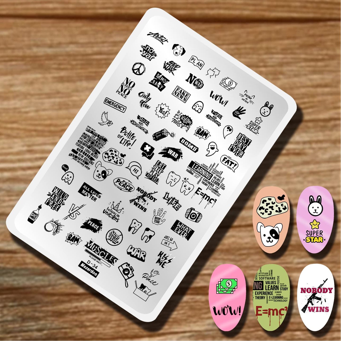 Lips Heart Nail Stamping Plate Kits 2pcs Love Flower Word Design Large Nail Stamping Templates Animal Letter Line Image Nail Stamper Stencils Ghost Halloween Nail Stamping Plates Nail Art Tools