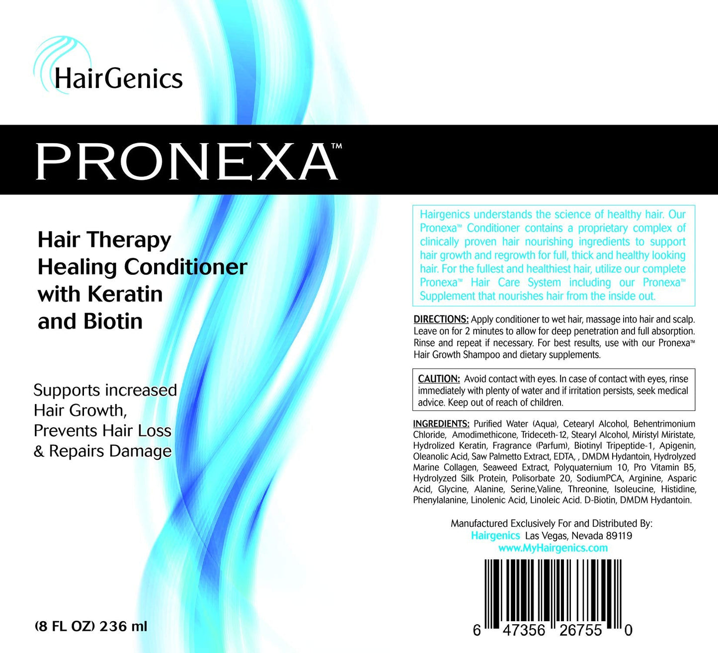 Hairgenics Pronexa Hair Loss Therapy Conditioner – Hair Growth & Regrowth Conditioner With Biotin, DHT Blockers and Keratin Repairs Damage and Helps Regrow Thinning Hair and Stop Hair Loss.