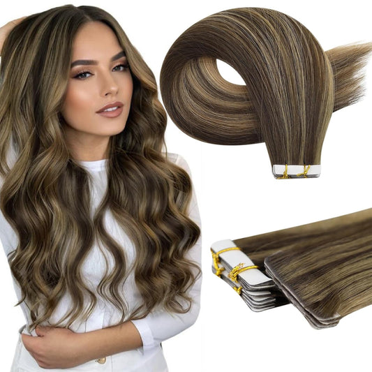 Full Shine Seamless Machine Remy Tape in Virgin Extensions Human Hair Color BM Injection Tape in Extensions 20Gram Invisible Skin Weft Tape in Hair Extensions Human Hair 14Inch 10Pcs For Wedding