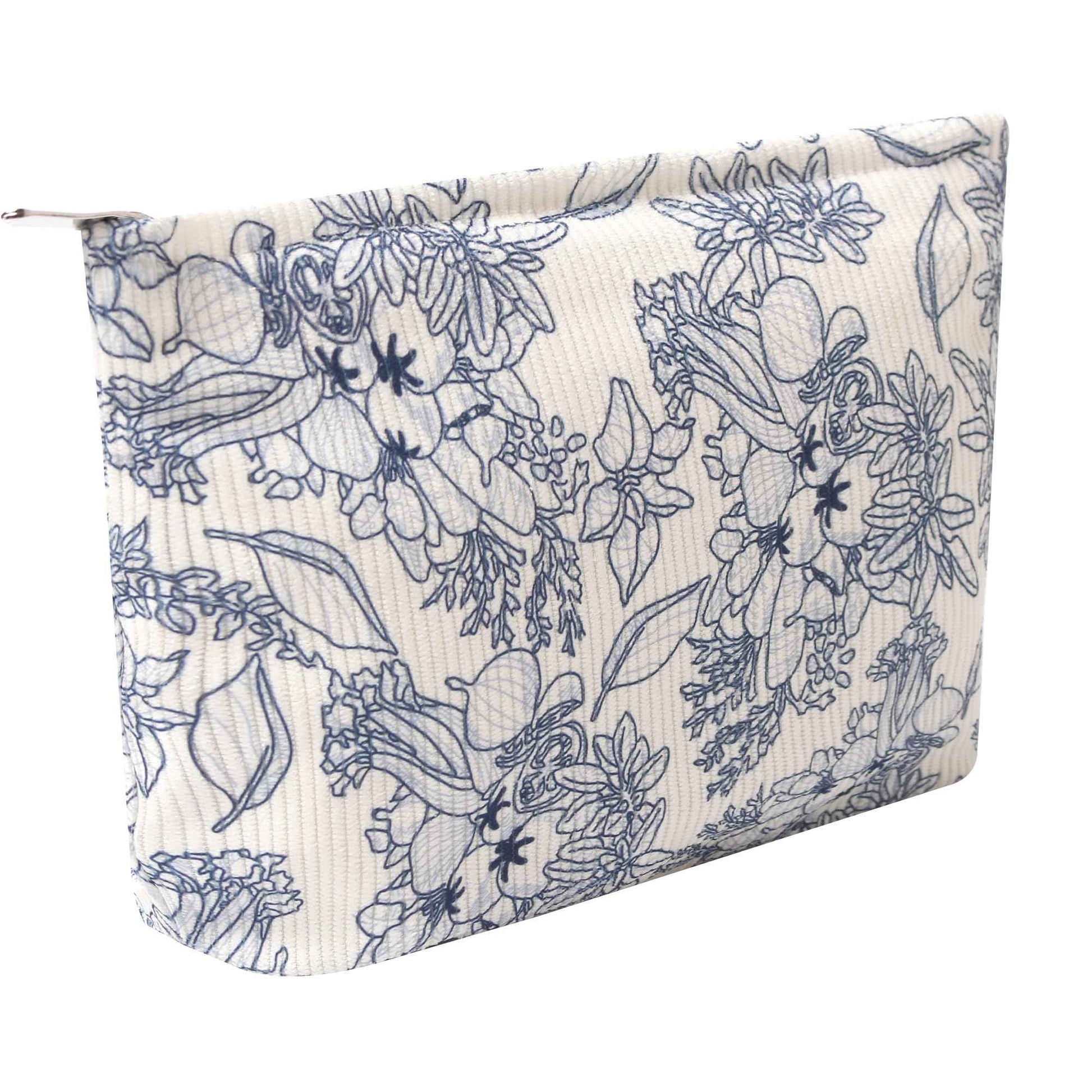 OZAOZ Makeup bag for Women, Flower Cosmetic Bags Zipper Pouch, Large Capacity Corduroy Makeup Bag, Travel Toiletry Bag Organizer for Women and Girls (Flower-F)