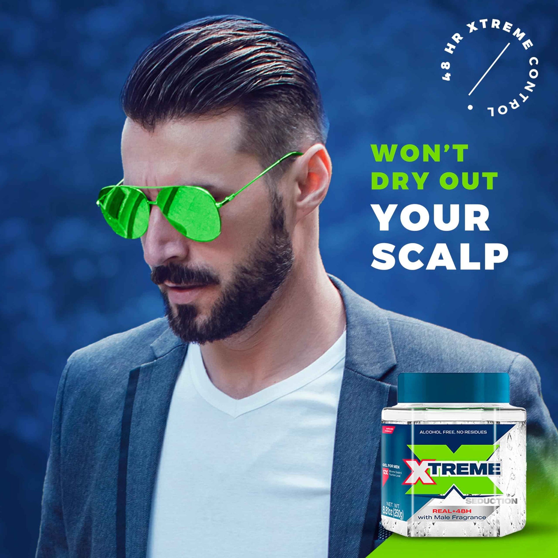 Xtreme Gel Seduction Styling Hair Gel For Men With Aloe Vera and 48-Hours Control, 8.81 oz (Pack of 12)