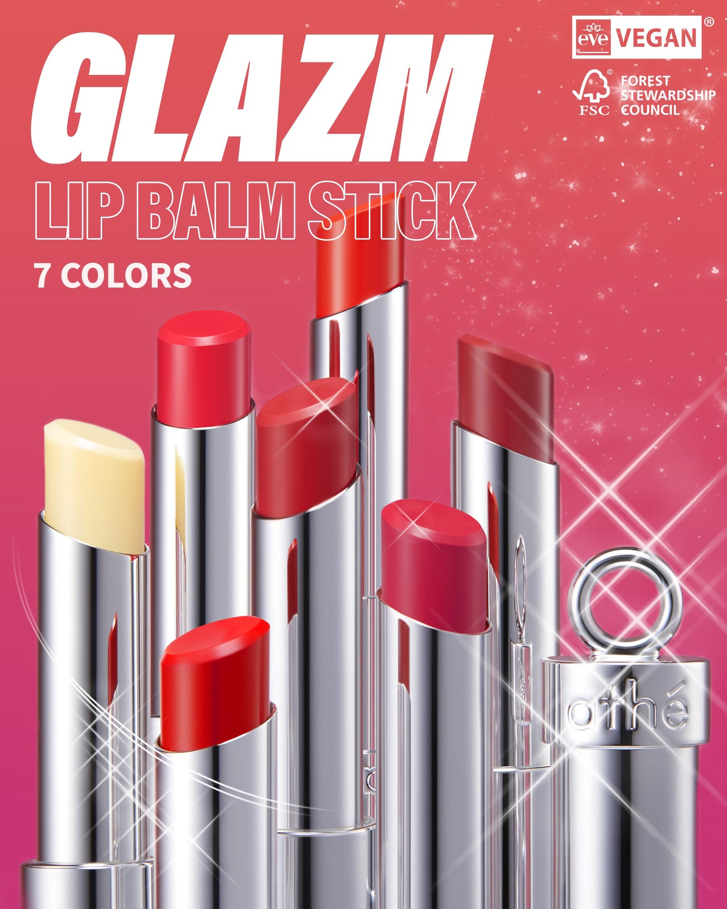 ATHE Glazm Lipbalm Stick - Vegan Glow Korean Lip Balm - Plumping, Volumizing & Highly Pigmented Lipstick - Soft Melting, Buildable Formula - Plant-Derived, Cruelty-Free, 0.12oz. (06 Warmstomizing)