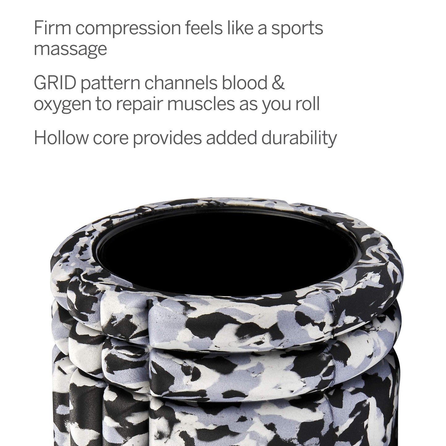 TRIGGERPOINT Grid Foam Roller - Multi-Density Exterior, Rigid Core - Trusted by Therapists and Athletes - Standard Density, Includes Online Instructional Videos, 33cm, Grey Camo