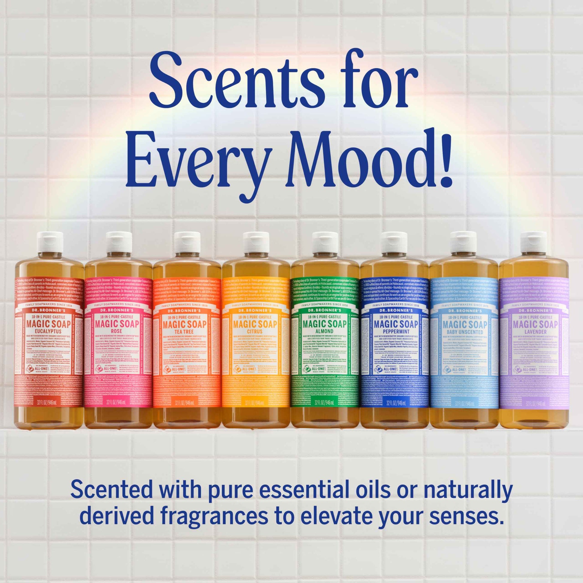 Dr. Bronner's Pure-Castile Magic Liquid Soap (Almond, 32 Ounce, 2-Pack)- Made with Regenerative Organic Certified Oils, 18-in1 Uses: Face, Hair, Hand & Body Soap, Laundry, Pets- Concentrated, Vegan