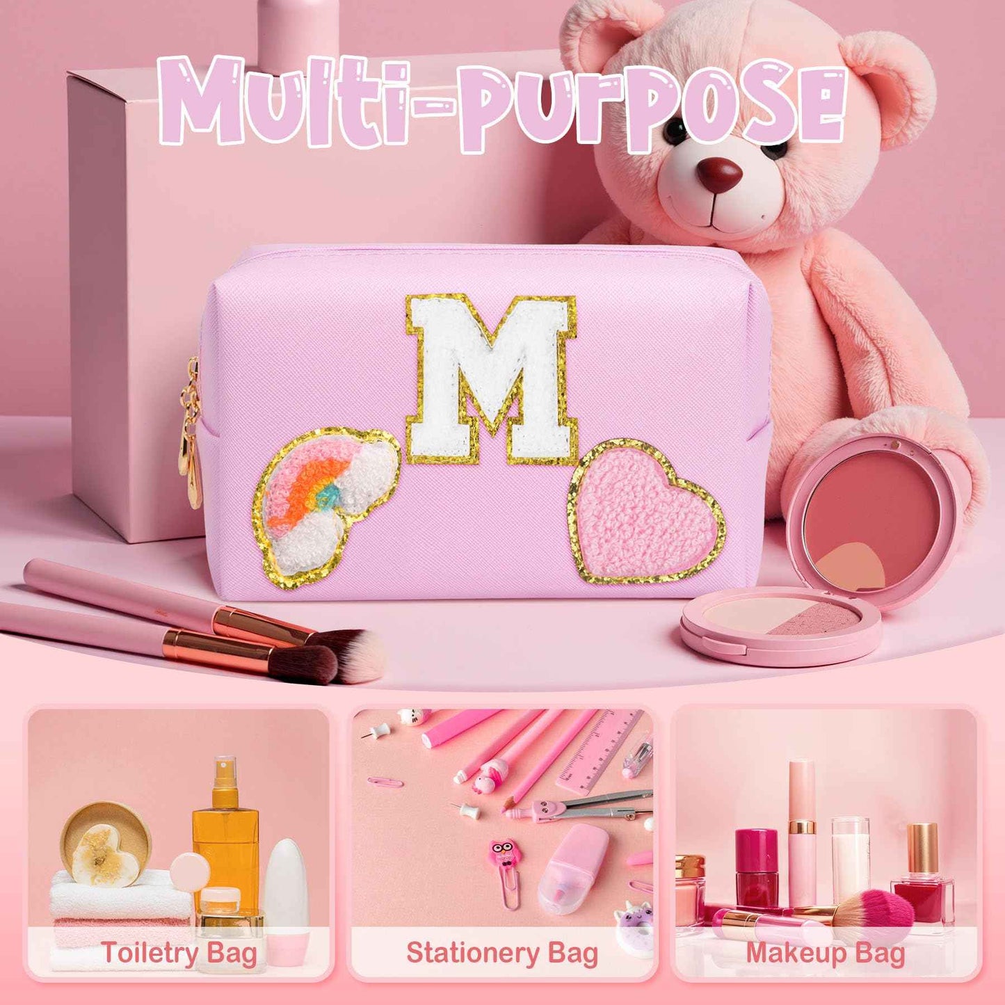 Elilier Stocking Stuffers for Kids, Tween Gift for Kids 10-12, Girls Skin Care Set, Letter Pouch Cosmetic Bag Girls Bag, Personalized Birthday Gifts for Women Girl (medium)