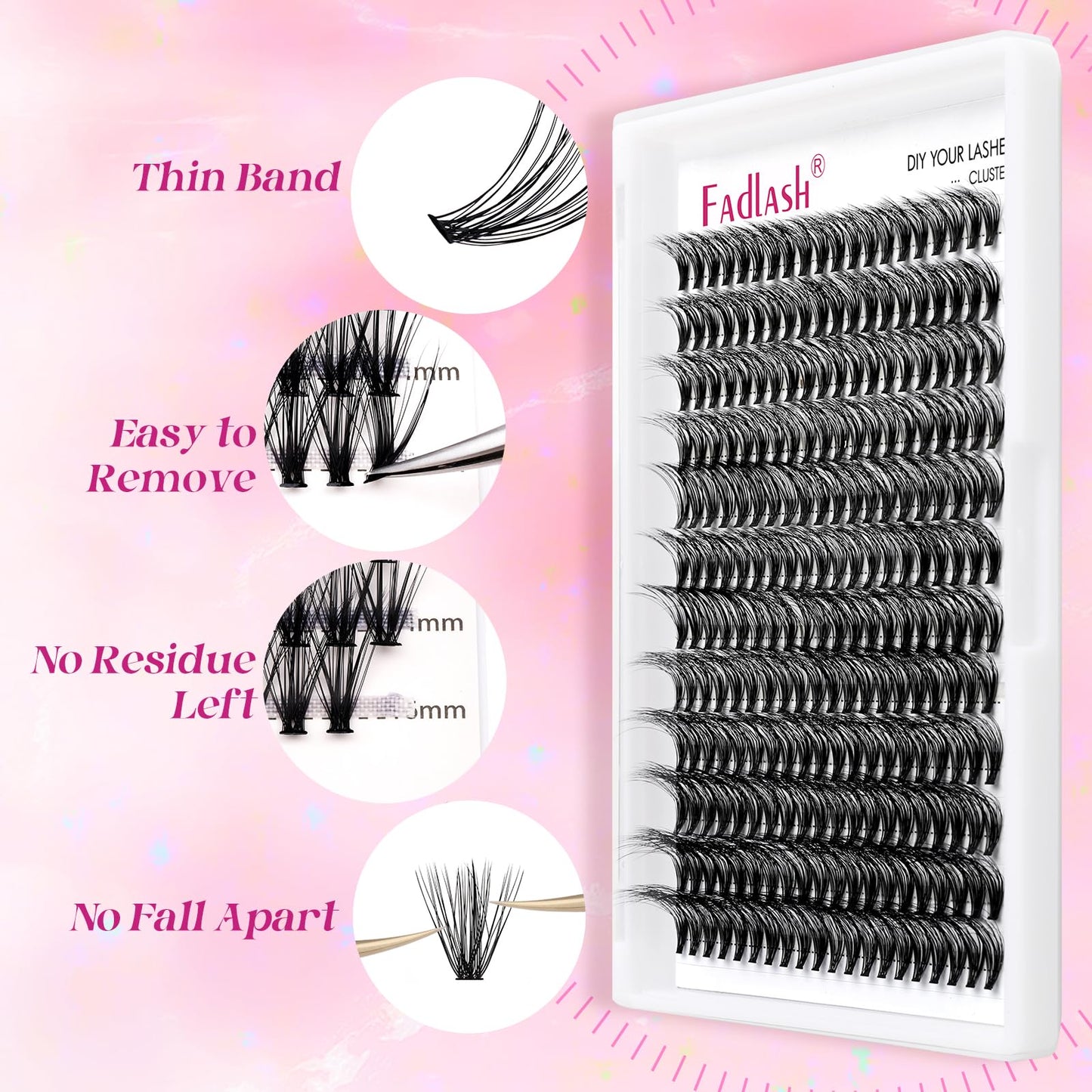 Lash Clusters 240pcs 30D 12-18mm Cluster Lashes Mixed Tray 3D Effect Volume Individual Lashes Cluster Eyelash Extensions Fluffy Soft D Curl DIY Lash Extension Kit at Home (30D-0.07-D,12-18mm)