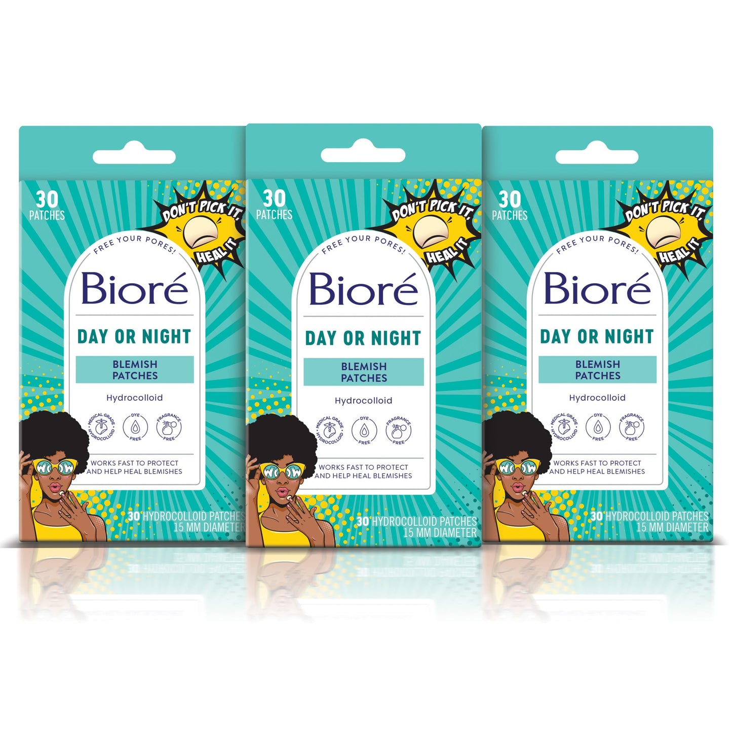 Biore Pimple Patches, Cover & Conquer Blemish Patch, Medical Grade Ultra-Thin Hydrocolloid for Covering Zits and Blemishes, HSA/FSA Approved, 30 Count (Pack of 3)