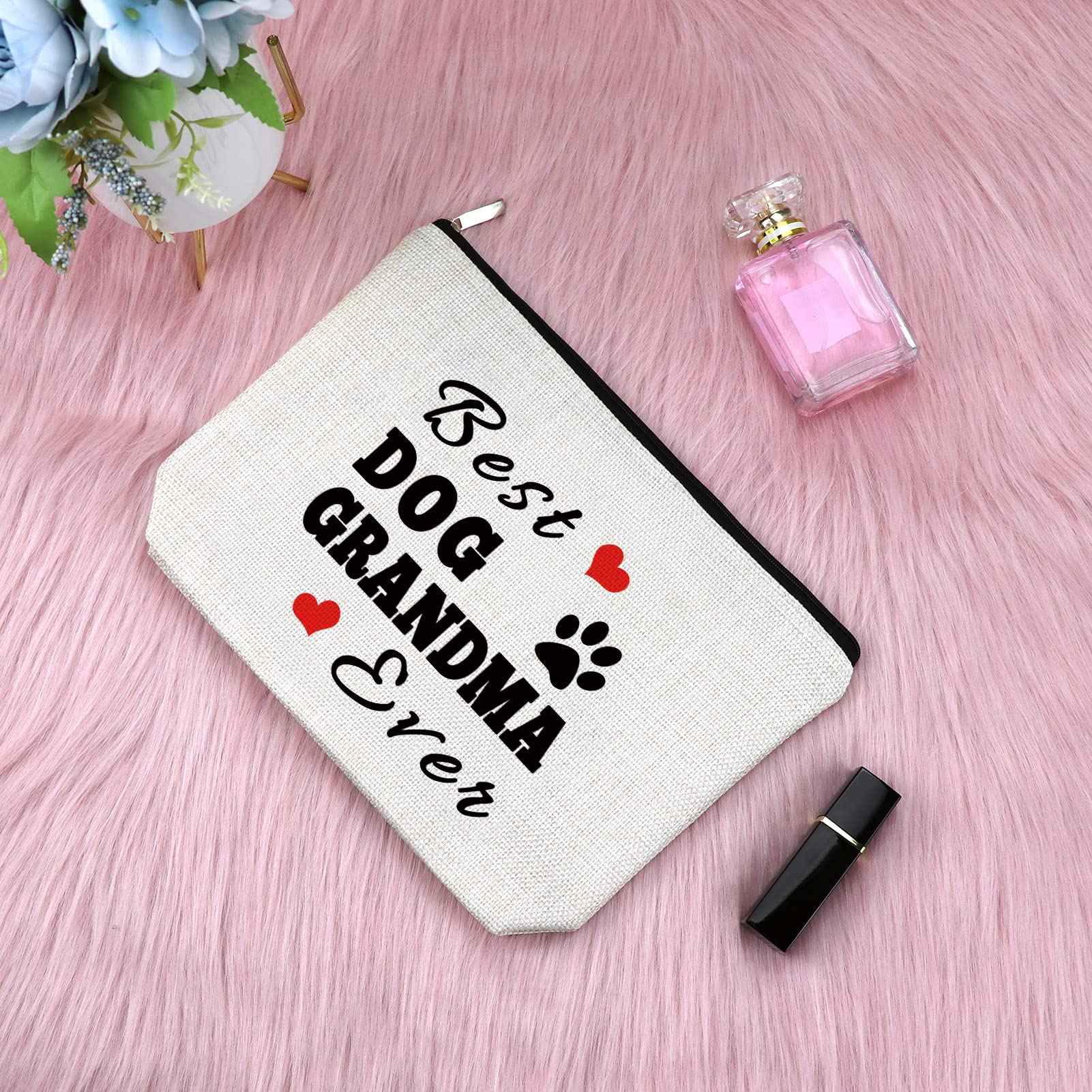 Sfodiary Dog Grandma Gifts Dogs Lovers Present Best Dog Grandma Ever Makeup Bag Pet Owner Rescue Present Cosmetic Bag Animal Lovers Gift for Women Birthday Mothers Day Gift Travel Cosmetic Pouch