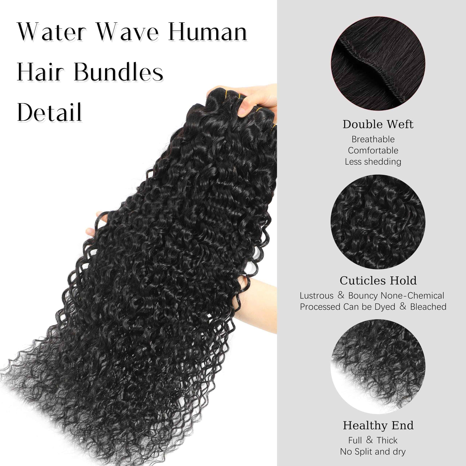 Water Wave Human Hair Bundle 24 Inch 12A Double Silky Soft Weft Curly Bundles Wet And Wavy Braidable Brazilian Hair For Women As Extensions