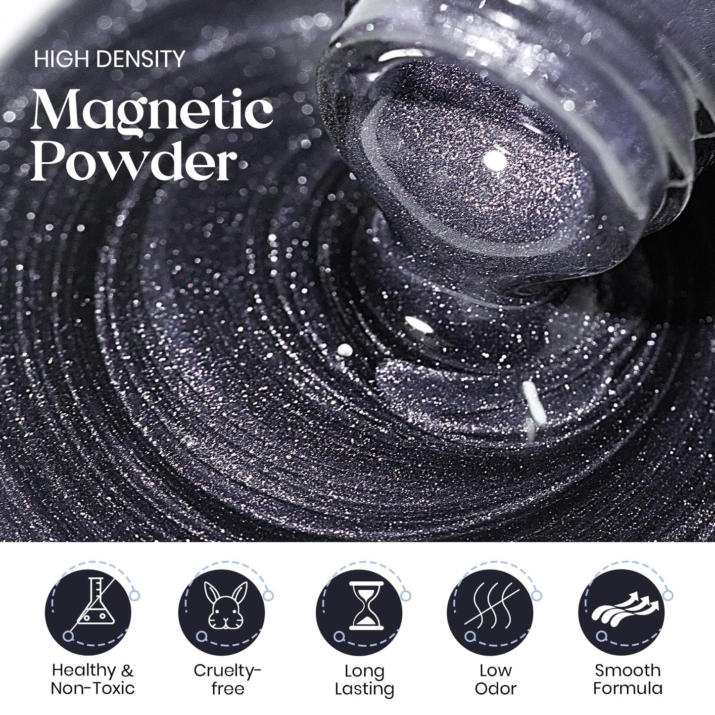 MIZHSE Cat Eye Gel Nail Polish: Gray Magnetic Gel Polish with Magnet Stick, Maillard Style Magic Effect Galaxy Shimmer Glitter Holographic Nail Gel Soak Off Nail Art Salon Manicure Home