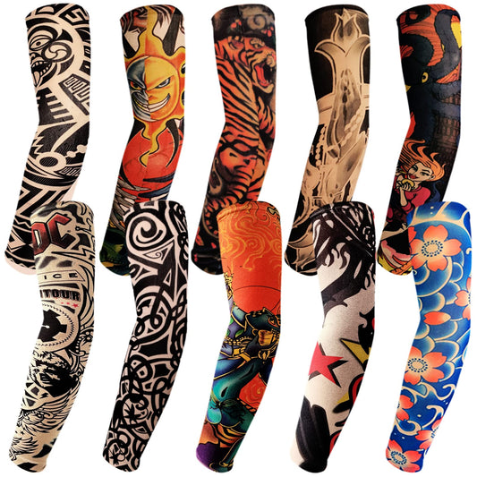 Aresvns Extended Version Tattoo Sleeves for Bicker,Slip On Tattoo Sleeves 10PCS Arm Sleeves Kit Halloween Tattoo Sleeves Cover for Stretchable Cosplay Christmas Gift