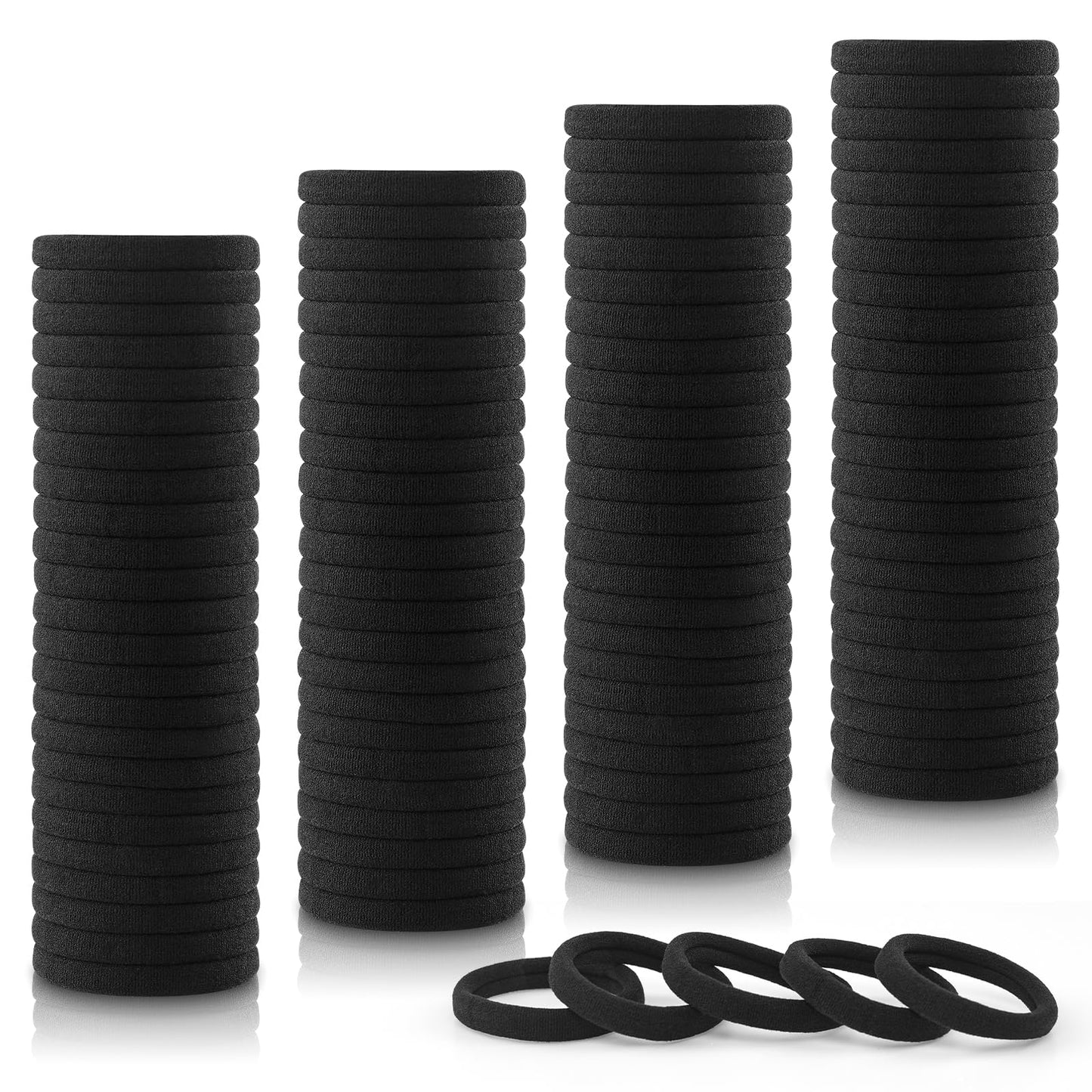 100PCS 2 Inches Black Hair Ties for Women Girls, Sublaga Seamless Thick Black Hair Band, Elastic Hair Ties No Damage Ponytail Holder (Black)