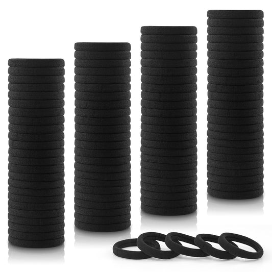 100PCS 2 Inches Black Hair Ties for Women Girls, Sublaga Seamless Thick Black Hair Band, Elastic Hair Ties No Damage Ponytail Holder (Black)