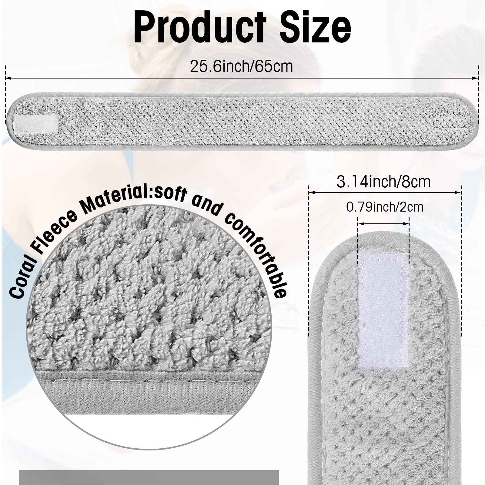 Geosar 40 Pcs Spa Headbands Bulk Spa Facial Headbands Adjustable Face Washing Headband Head Wrap Makeup Hair Wrap Double Layer Coral Fleece Hair Band for Bath Shower Sports Yoga