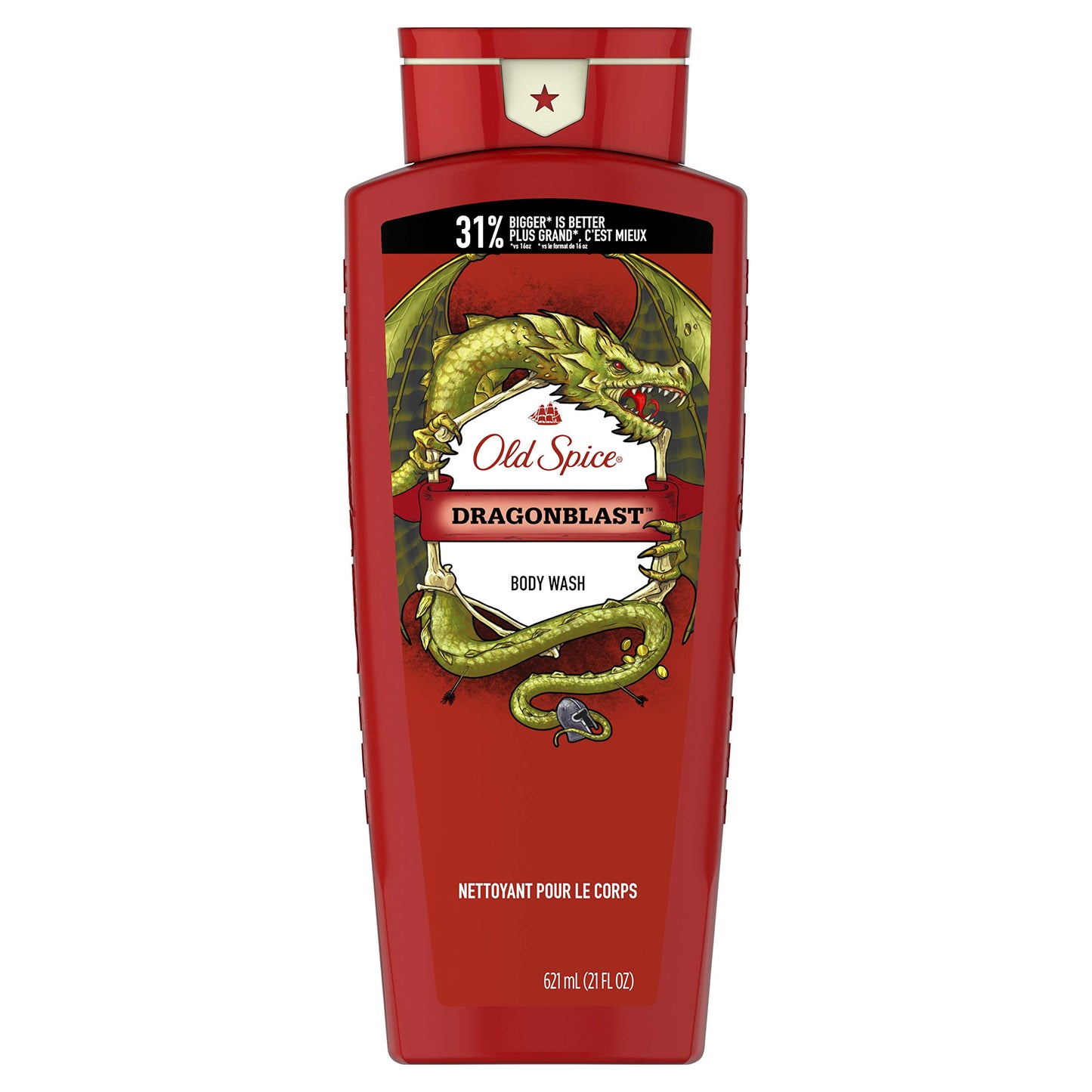 Old Spice Body Wash for Men, Wild Collection Dragonblast Scent, 21 Fl Oz, Red (Pack Of 4)