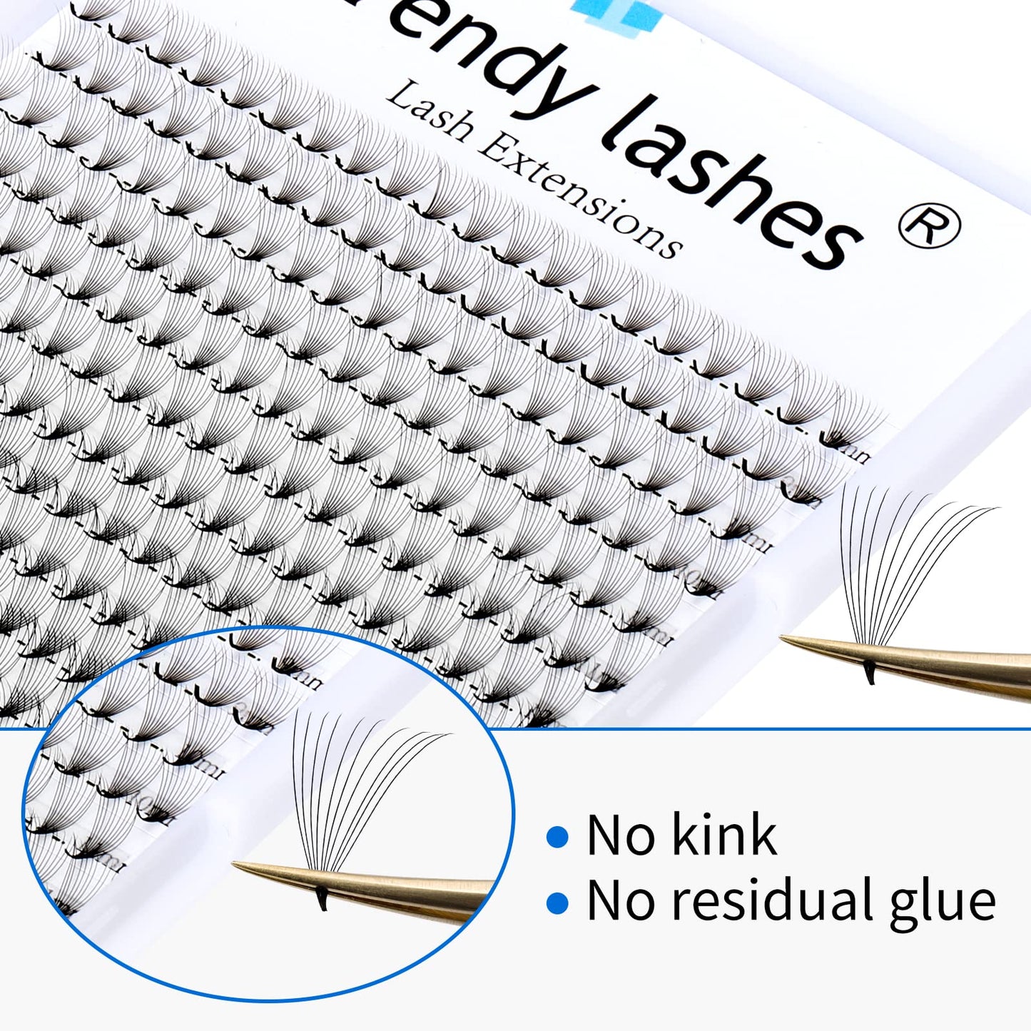 WENDY Lashes Volume Eyelash Extensions Premade Fans 10D D Curl 16 Rows 9-16mm Mixed Ponited Base Preamde Lash Fans Volume Lash Extensions Supplies (10D-0.07-D, 9-16mm Mixed)