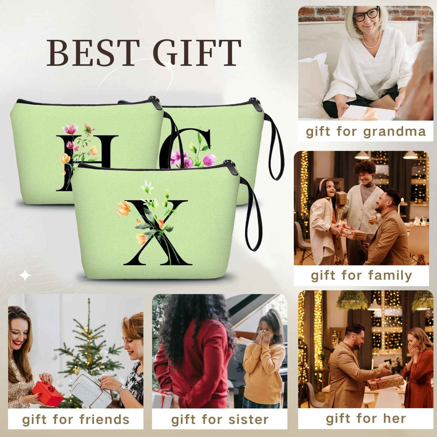 Happy Birthday Friendship Bridesmaid Team Gifts for Employees Women Mom Aunt Daughter Teenage Girl Personalized Make up Cosmetic Bag Travel with Mirror Mothers Day Christmas Graduation X