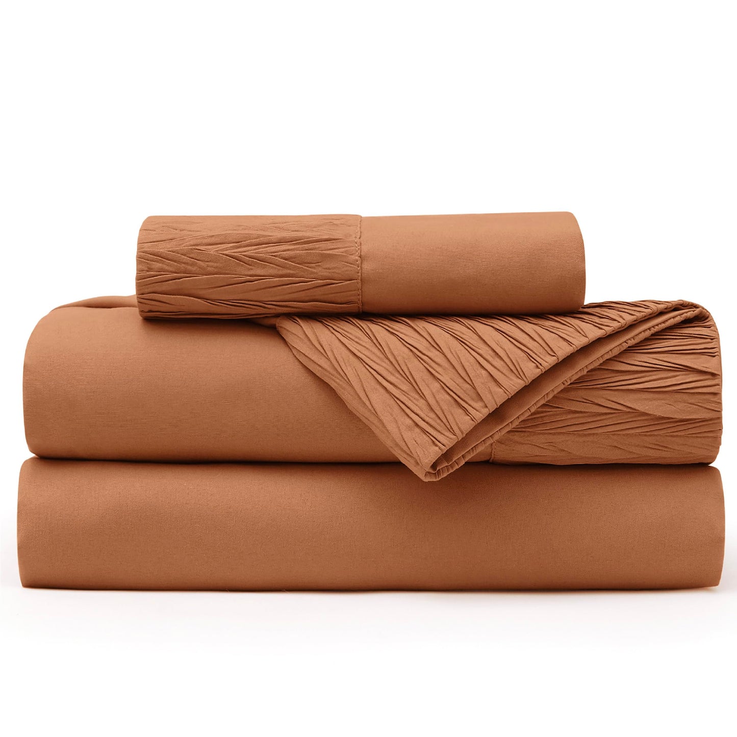 Bedsure Twin Sheets Set - Soft Twin Bed Sheets, 3 Pieces Hotel Luxury Terracotta Sheets Twin, Easy Care Polyester Microfiber Cooling Bed Sheet Set