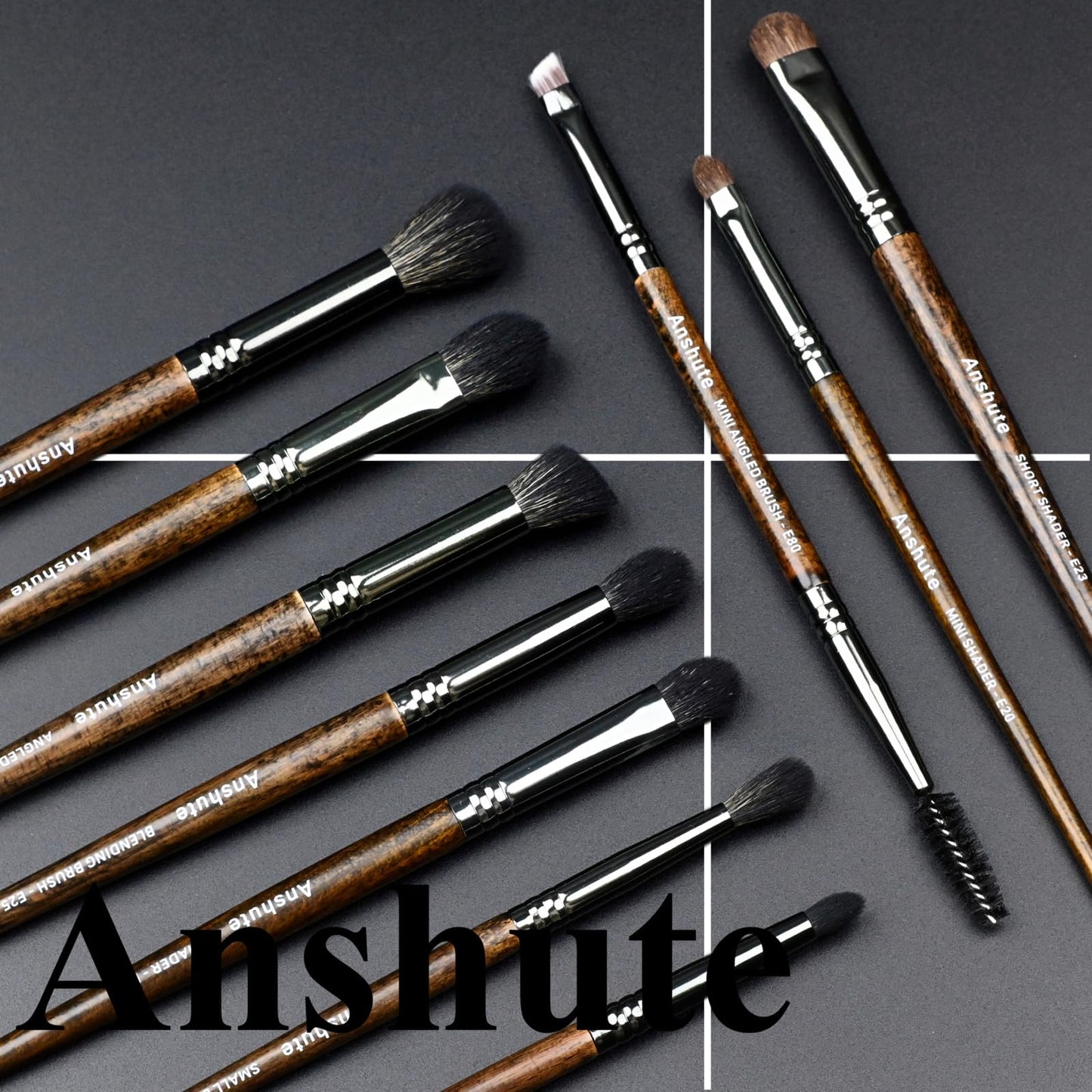 Anshute Natural Goat Hair Makeup Brushes Set of 10, Professional Natural Hair Cosmetic Brushes with Case, Beech Wood Handle. Super Soft Bristles, Variety of Brushes. Face Brushes, Eyeshadow Brushes.