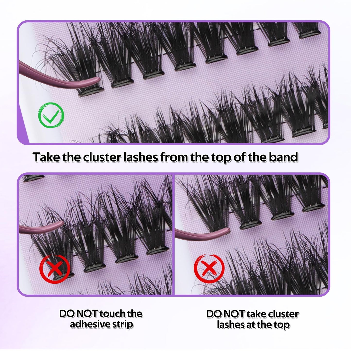 Self Adhesive Eyelashes Press On Lash Clusters 60/80/100D Eyelash Clusters Kit 3D Curl Lash Extension Kit 12-16mm Pre-Glued Cluster Lashes DIY Eyelash Extensions No Remover Lashes Self Application