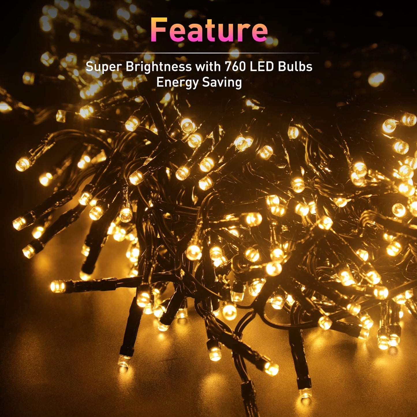 Quntis LED Christmas Cluster Lights, 760 LEDs 25FT Outdoor Waterproof Christmas Firecrackers String Lights, 8 Modes Warm White Christmas Twinkle Fairy Lights Decor for Indoor Xmas Tree Wedding Party