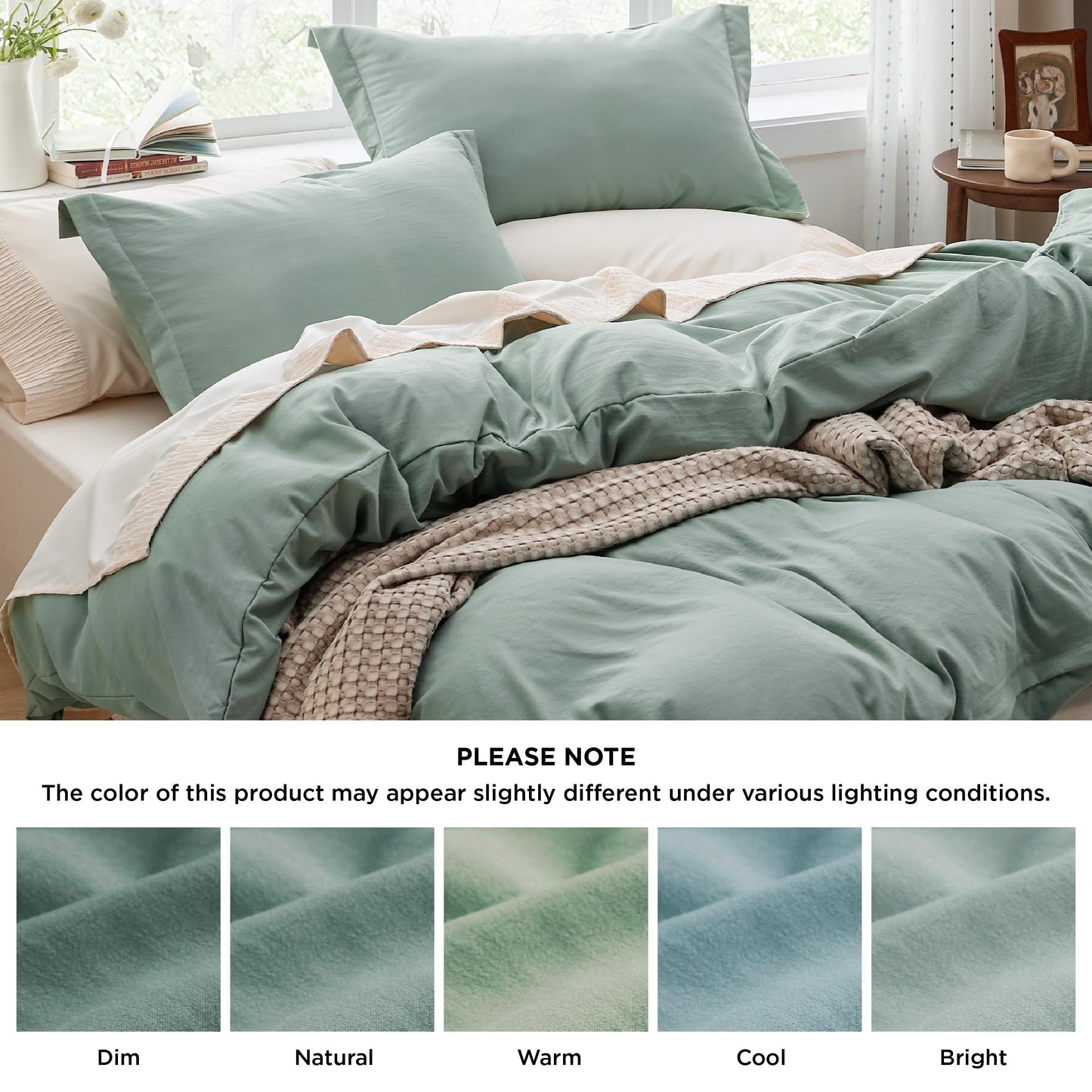 Bedsure Sage Green Twin Duvet Cover Set - Soft Prewashed Duvet Cover Twin Size, 2 Pieces, 1 Duvet Cover 68x90 Inches with Zipper Closure and 1 Pillow Sham, Comforter Not Included