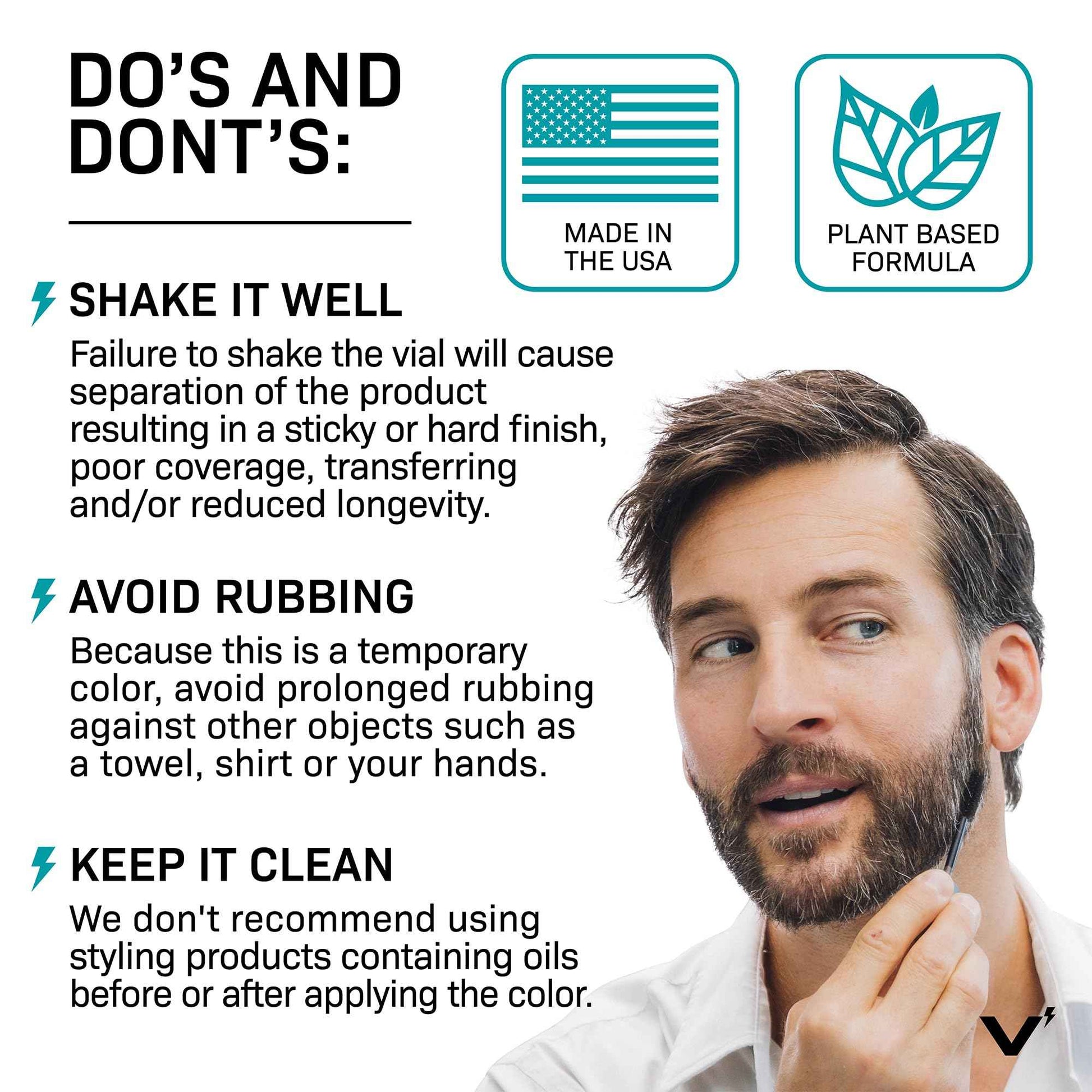 VOLT Grooming Temporary Instant Beard Color ECO 2 Pack Refill - Quick Drying Plant Based Hypoallergenic Brush on Color for Beards, Mustaches, and Eyebrows, Chestnut (Brown/Red)