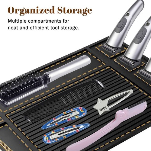 Adevar Magnetic Barber Mat for Clippers,Barber Station Organizer Mat for Beauty Tools,Professional Non-Slip Matt