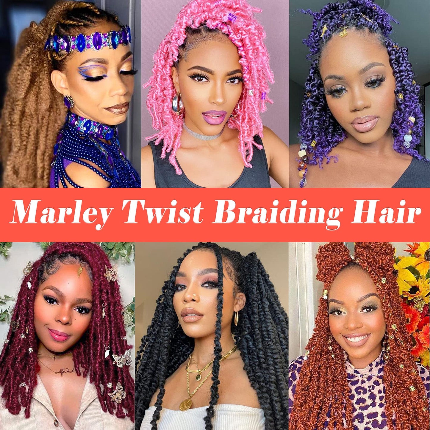 Marley Hair 10 Inch 7 Packs Pre Separated Springy Afro Twist Hair Marley Twist Braiding Hair for Faux Locs Crochet Hair Pre Fluffed Spring Twist Hair Extensions (10",1B)