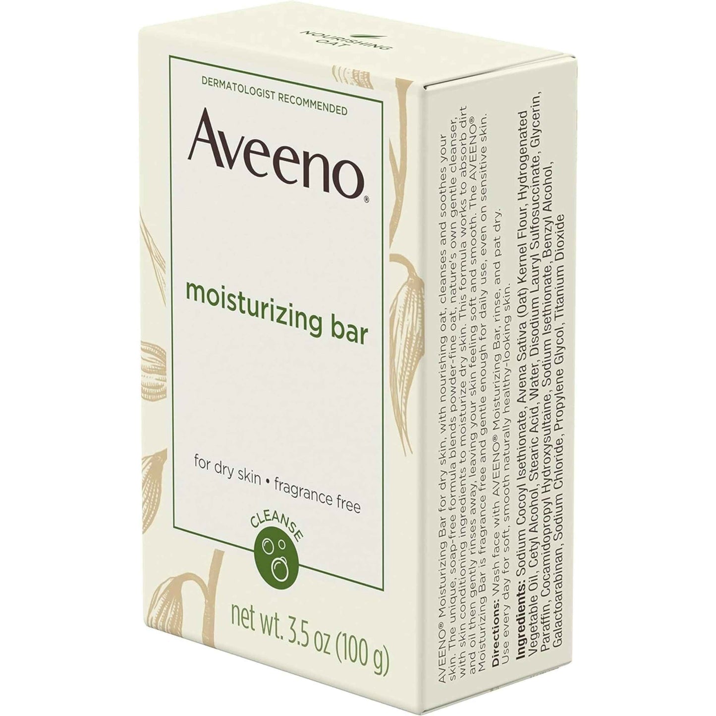 Aveeno Moisturizing Bar with Natural Colloidal Oatmeal for Dry Skin, Fragrance Free, 3 Oz (Pack of 5)