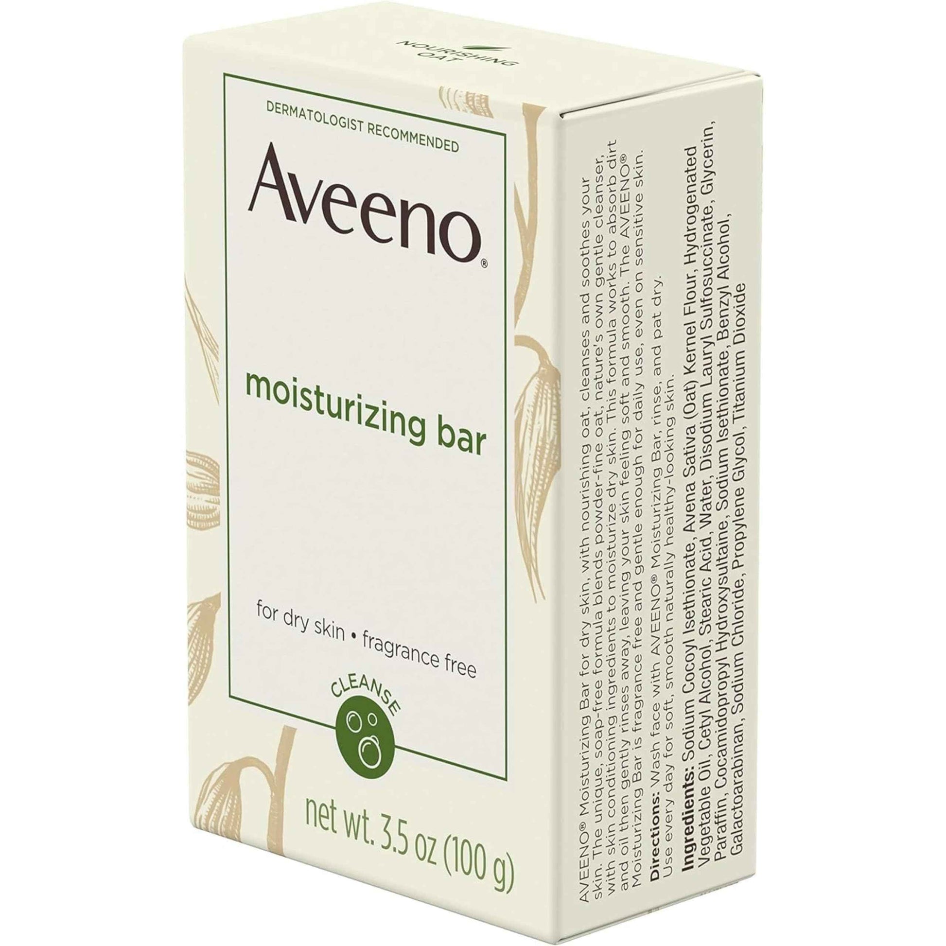 Aveeno Moisturizing Bar with Natural Colloidal Oatmeal for Dry Skin, Fragrance Free, 3 Oz (Pack of 5)