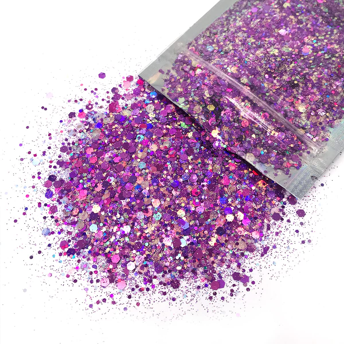 Purple Face & Body Glitter - Lilac Chunky Glitter - Cosmetic Grade - Uses Include: Festival Rave Makeup Face Body Nails Resin Arts & Crafts, Resin, Tumblers, Bath Bombs - Solvent Resistant