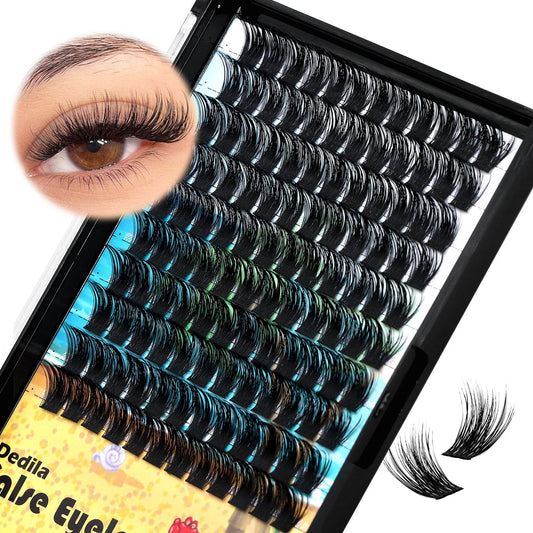 Dedila120Pcs 8-20mm Available Handmade D Curl Wide Stem Individual False Eyelashes Cluster Eyelash Extensions Dramatic Look Volume Eye Lashes Set Home DIY Lashes (14mm)